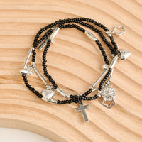 Charm Bracelet Trio Set Stretch Seed Bead Inspirational