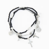 Charm Bracelet Trio Set Stretch Seed Bead Inspirational
