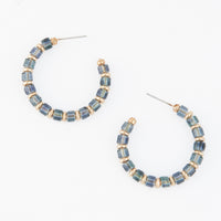 C-Hoop Earrings Nia Seed Bead Gold Disc Post