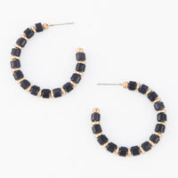 C-Hoop Earrings Nia Seed Bead Gold Disc Post