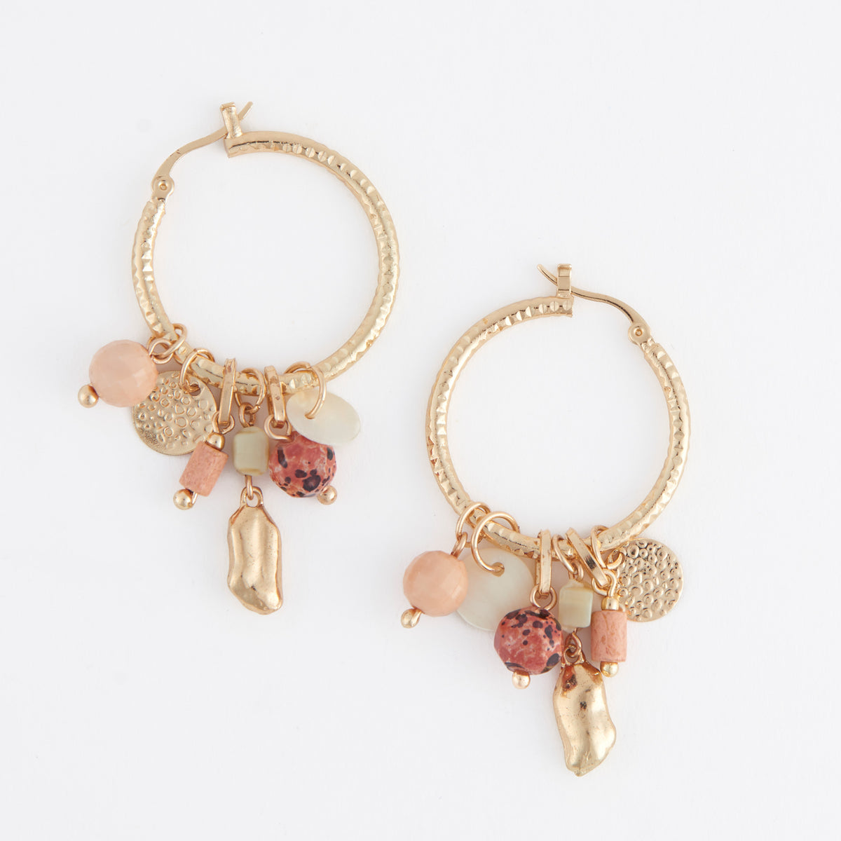 Hoop Earrings Textured Gabby Multi Charm