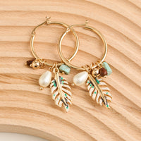 Hoop Earrings Feather Gabby Multi Charm Western