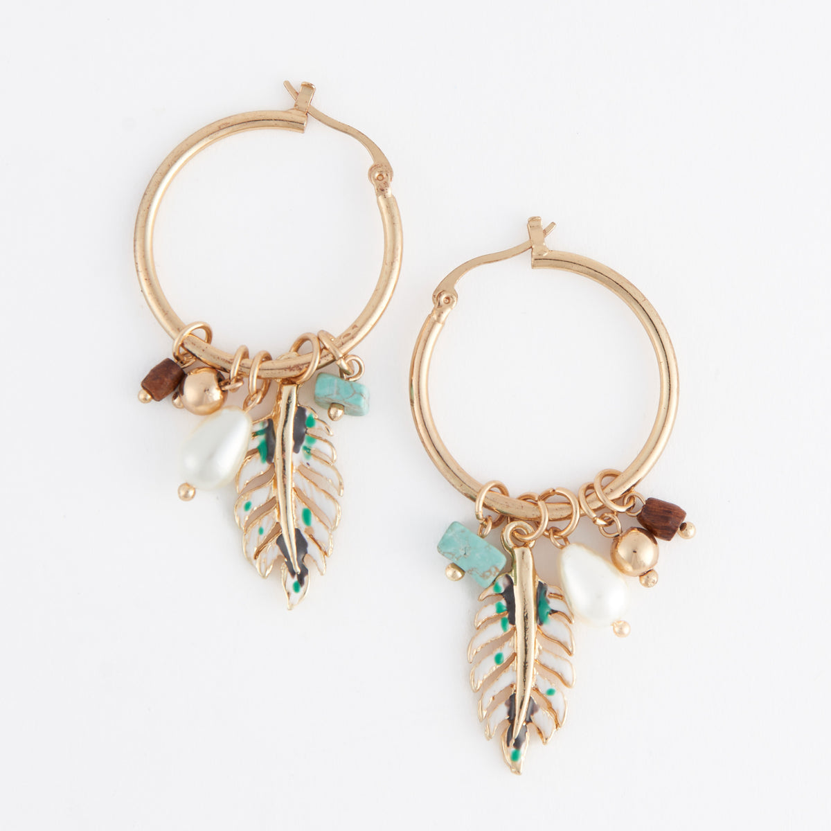 Hoop Earrings Feather Gabby Multi Charm Western