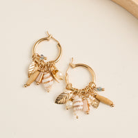 Hoop Earrings Shell Leaf Gabby Multi Charm Statement