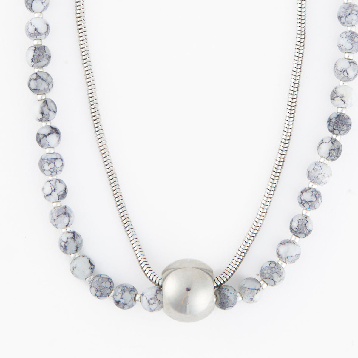 Collar Necklace 15" Beaded Double Strand Ball Arri