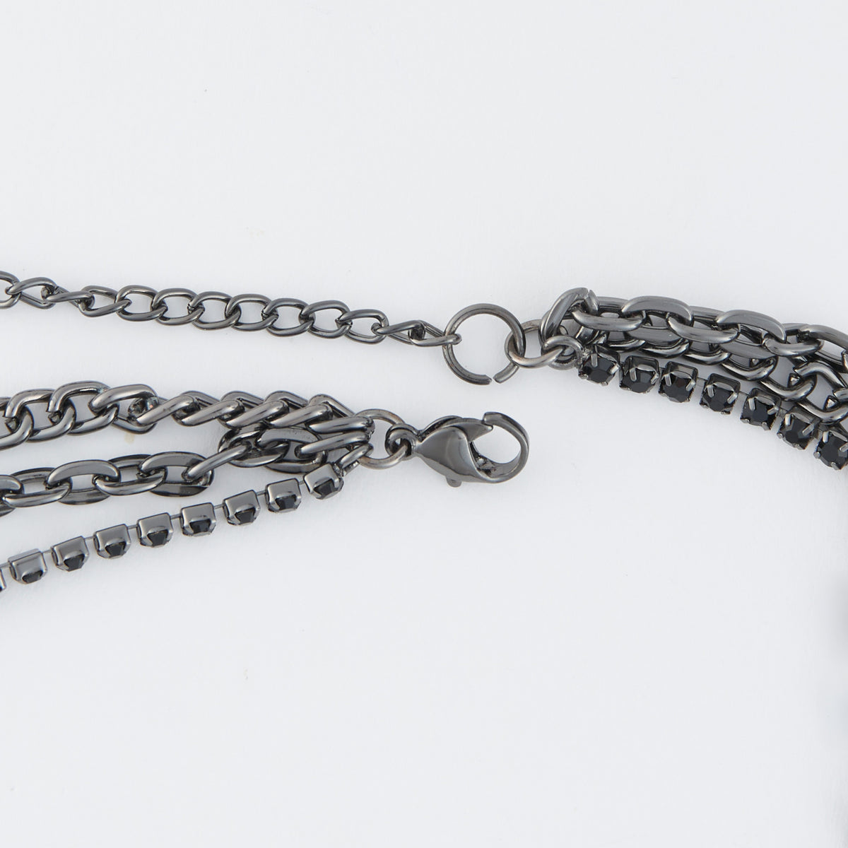 Heart Necklace 13" Avi Multi Row Hematite Layered Pendant
