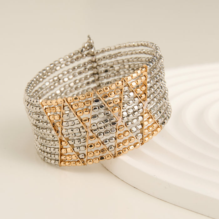Beaded Bracelet Hilarie Cuff Two Tone Multi Strand Statement