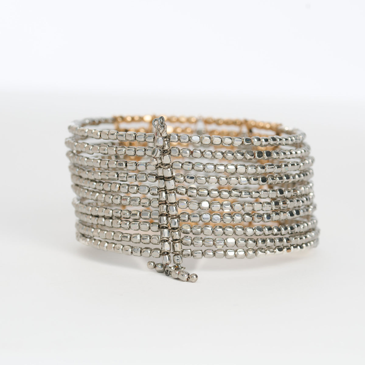 Beaded Bracelet Hilarie Cuff Two Tone Multi Strand Statement