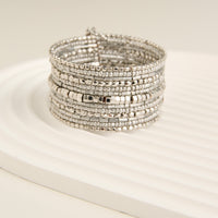 Beaded Bracelet Bria Cuff Silver Multi Strand Statement