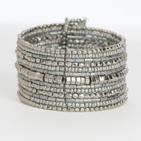 Beaded Bracelet Bria Cuff Silver Multi Strand Statement