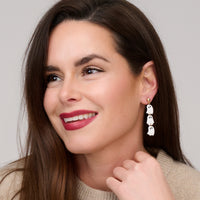 Halloween Earrings Stacked Ghost Drop Gold Stud