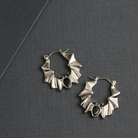 Halloween Earrings Silver Bat Hoop Spooky Statement
