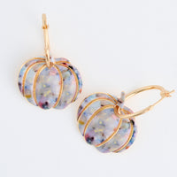 Halloween Earrings Pumpkin Gold Hoop Marble Statement