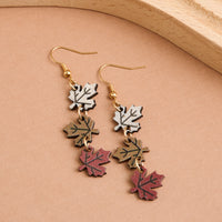 Halloween Earrings Fall Autumn Maple Leaf Drop Gold Fishhook