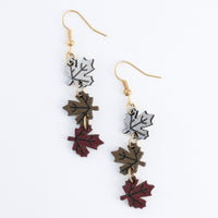 Halloween Earrings Fall Autumn Maple Leaf Drop Gold Fishhook