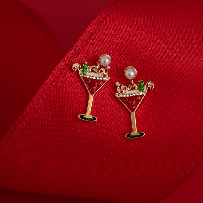 Christmas Cocktail Earrings Holiday Stud Festive Statement