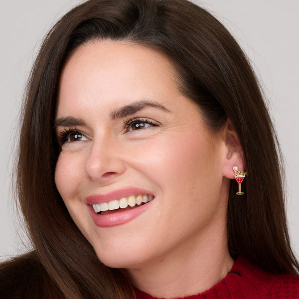 Christmas Cocktail Earrings Holiday Stud Festive Statement