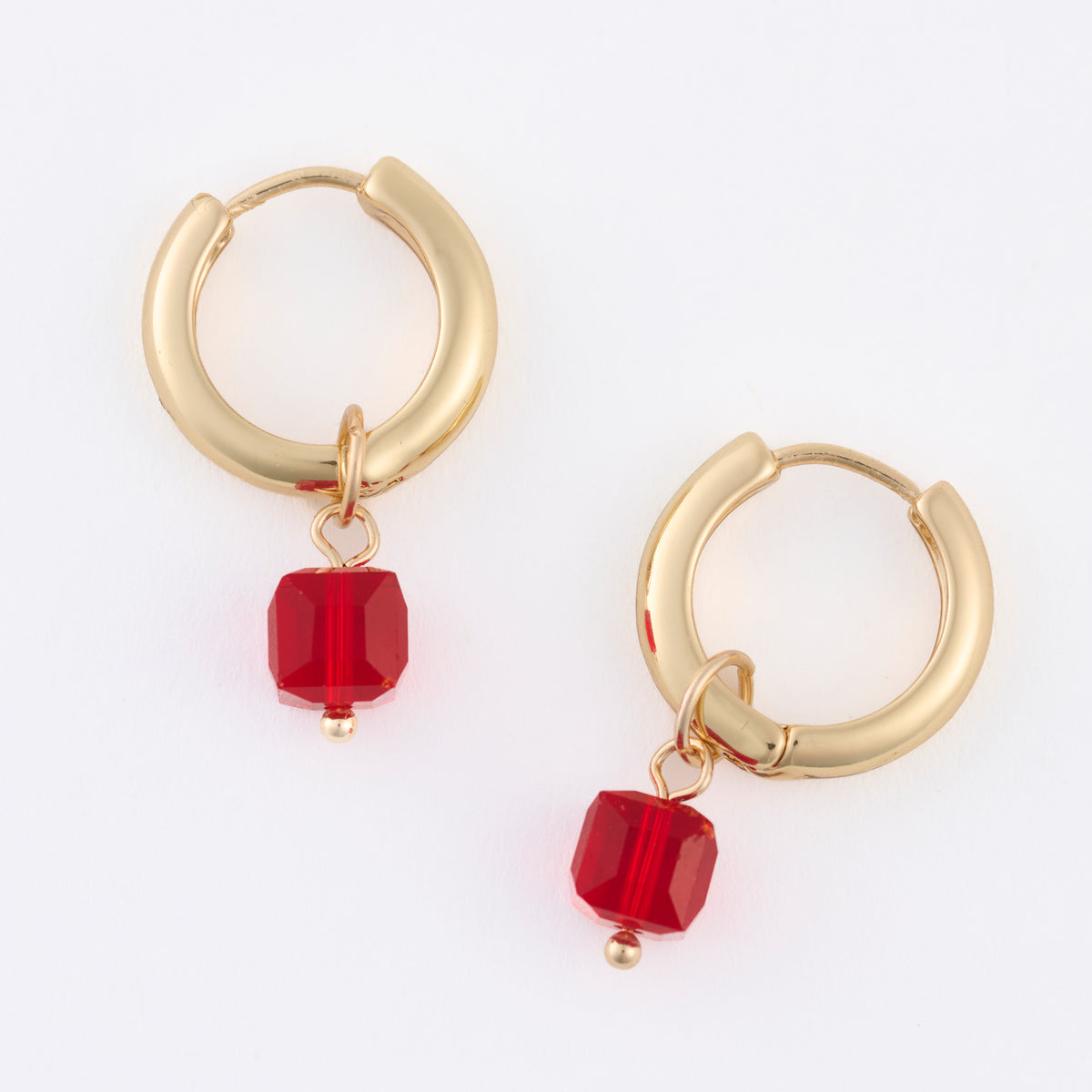 Christmas Earrings Gem Hoop Holiday Gold