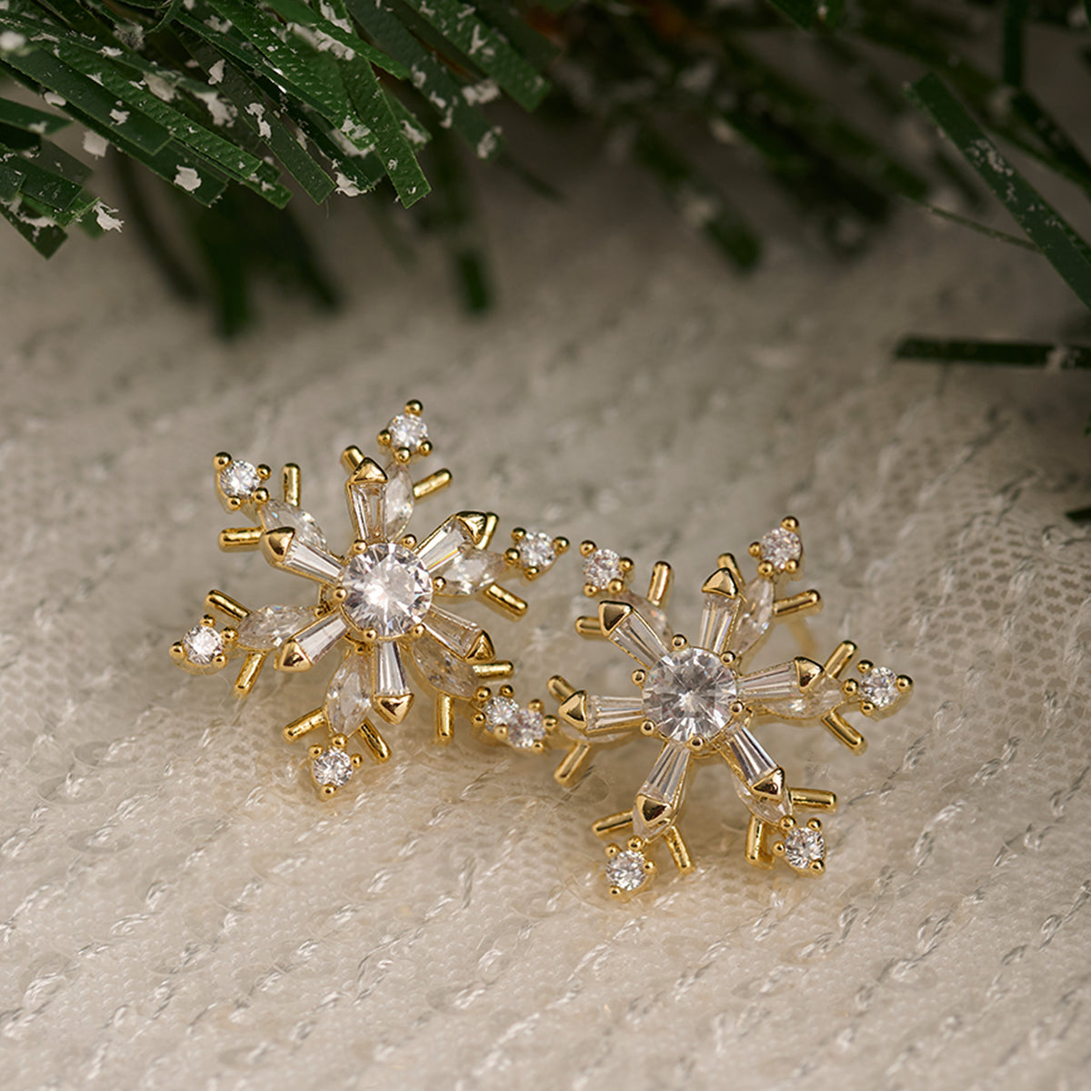 Christmas Snowflake Earrings Spinning Holiday Post Stud
