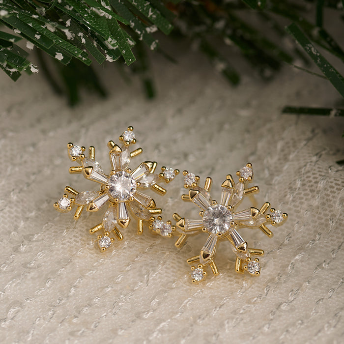 Christmas Snowflake Earrings Spinning Holiday Post Stud