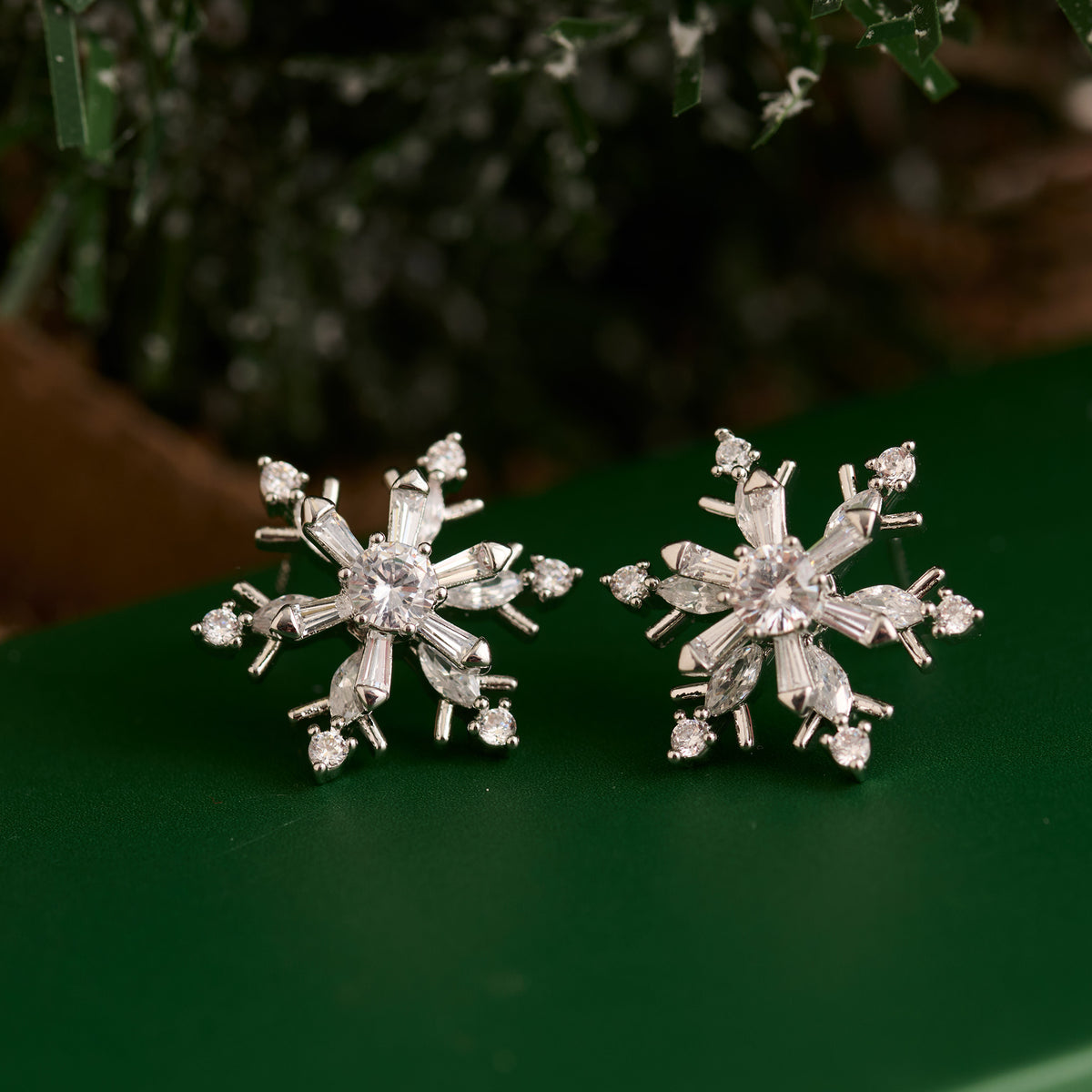 Christmas Snowflake Earrings Spinning Holiday Post Stud