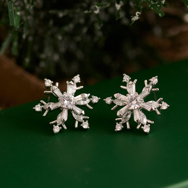 Christmas Snowflake Earrings Spinning Holiday Post Stud