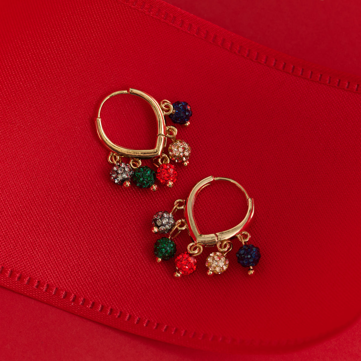 Christmas Ornament Hoop Earrings Holiday Clicker Charm