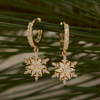Christmas Snowflake Huggie Hoop Earrings Holiday Clicker