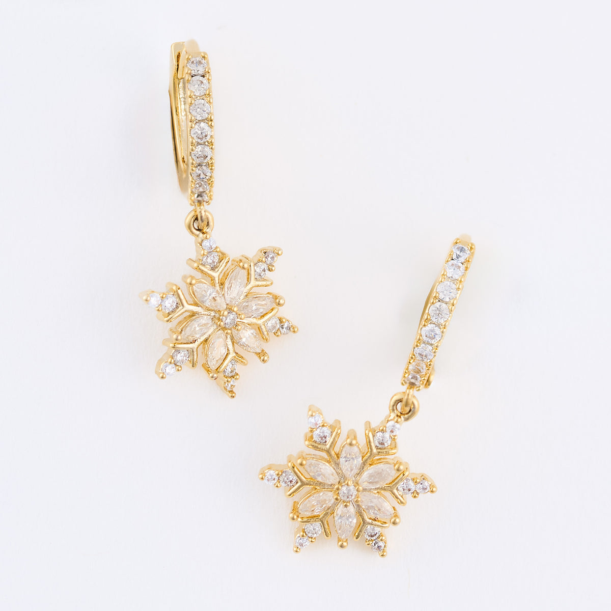 Christmas Snowflake Huggie Hoop Earrings Holiday Clicker
