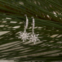 Christmas Snowflake Huggie Hoop Earrings Holiday Clicker