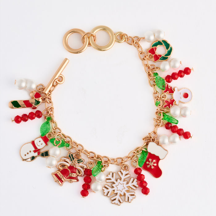Christmas Bracelet Charm Multi Toggle Holiday Statement