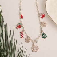 Christmas Necklace 18" Multi Charm Holiday Statement Chain
