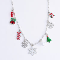Christmas Necklace 18" Multi Charm Holiday Statement Chain