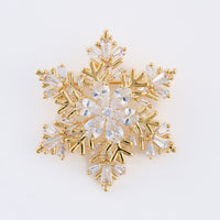 Christmas Snowflake Brooch Spinning Cubic Zirconia Pin