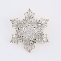 Christmas Snowflake Brooch Spinning Cubic Zirconia Pin