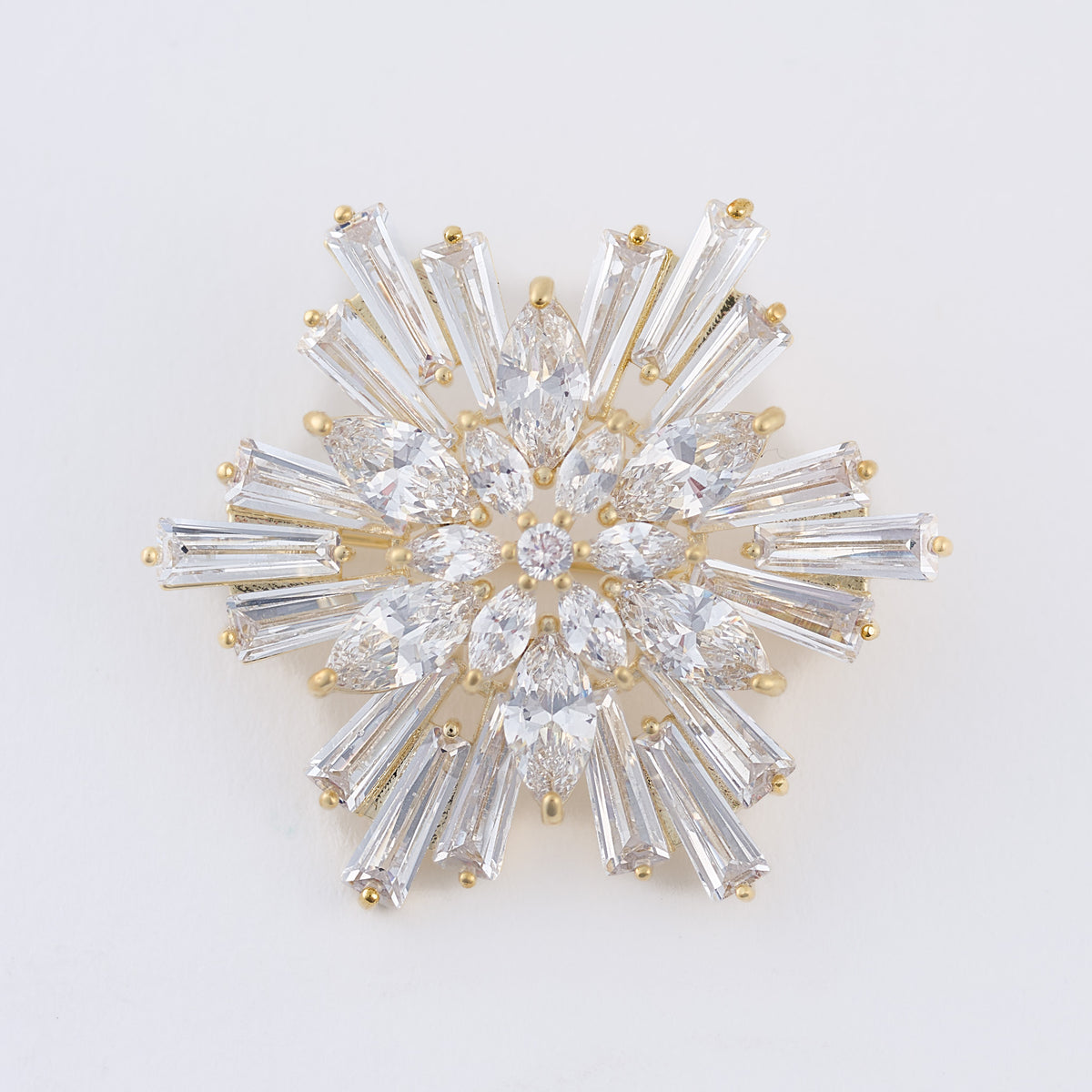 Christmas Brooch Baguette Snowflake Spinning CZ Pin