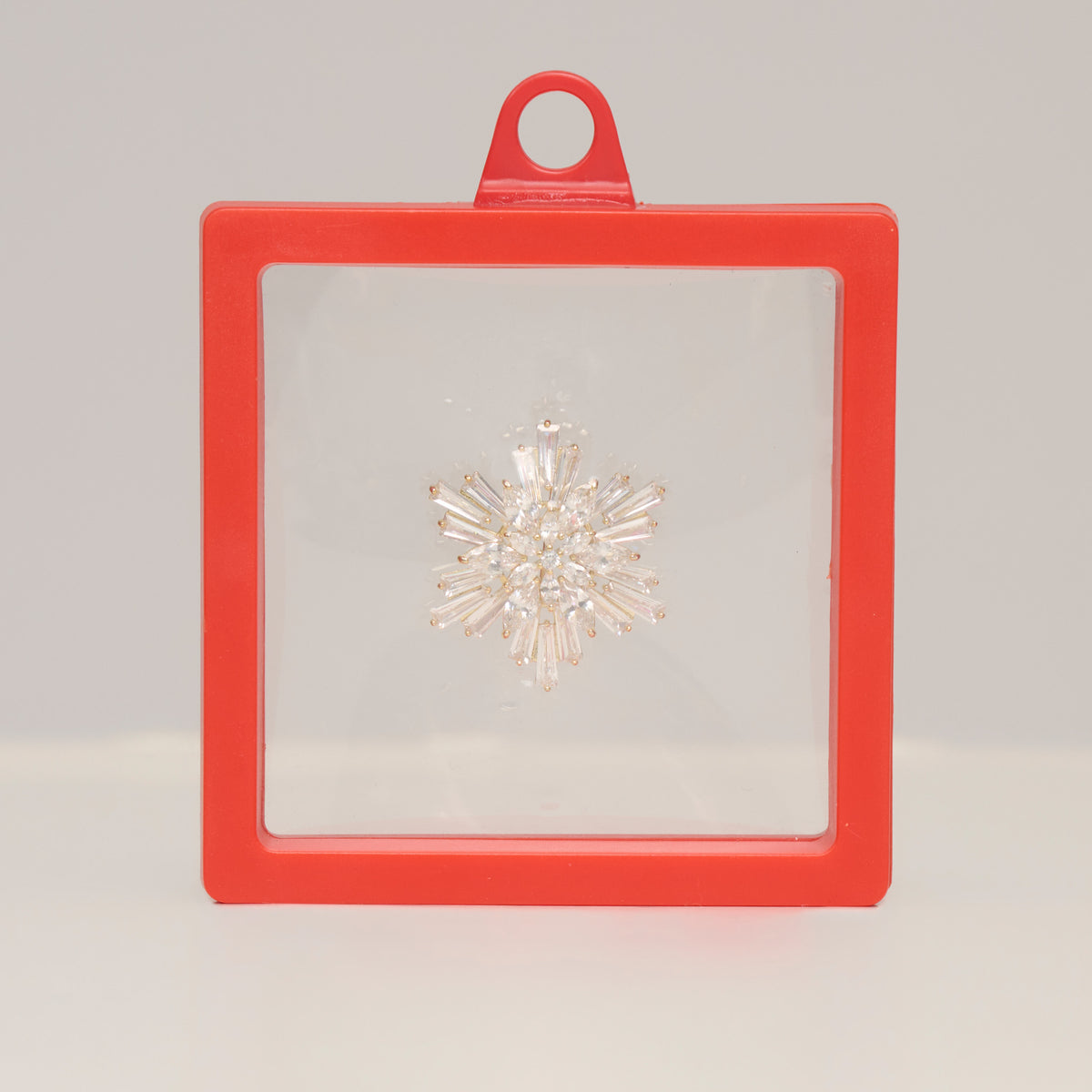 Christmas Brooch Baguette Snowflake Spinning CZ Pin