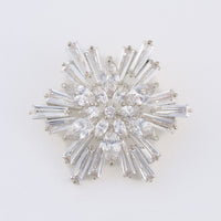 Christmas Brooch Baguette Snowflake Spinning CZ Pin