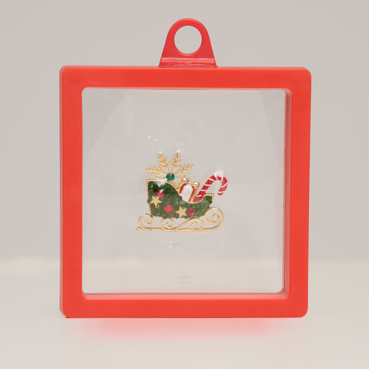 Christmas Sleigh Brooch Holiday Candy Cane Pin