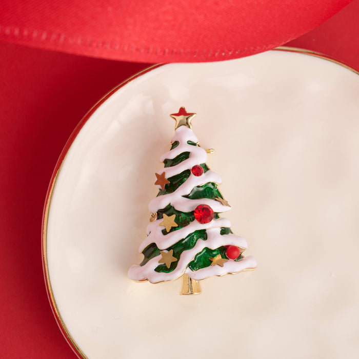Christmas Tree Brooch Holiday Ornament Giftable Pin