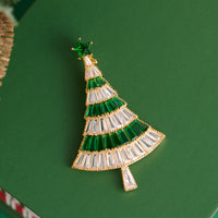 Christmas Tree Brooch Vintage Holiday CZ Convertible Pin