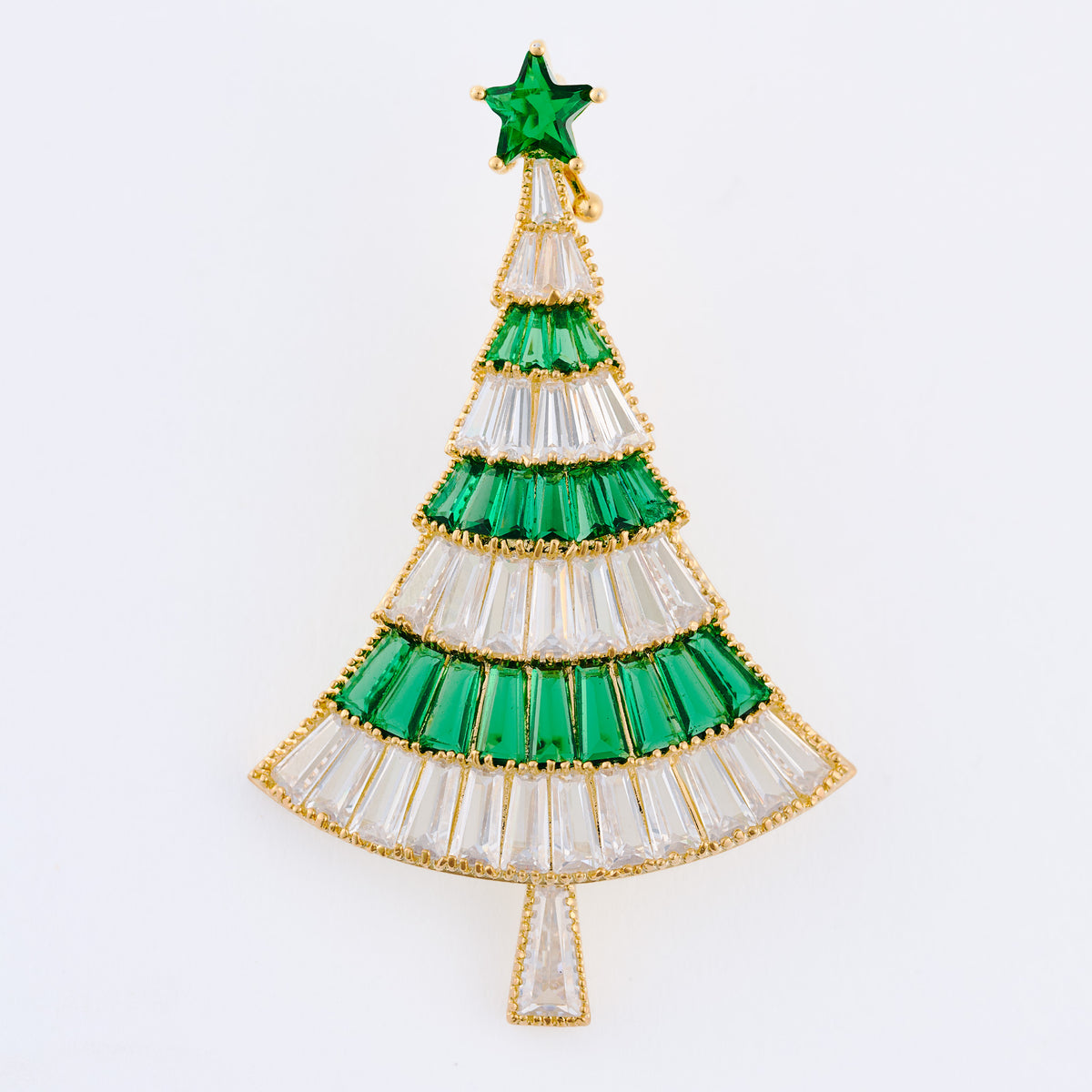 Christmas Tree Brooch Vintage Holiday CZ Convertible Pin