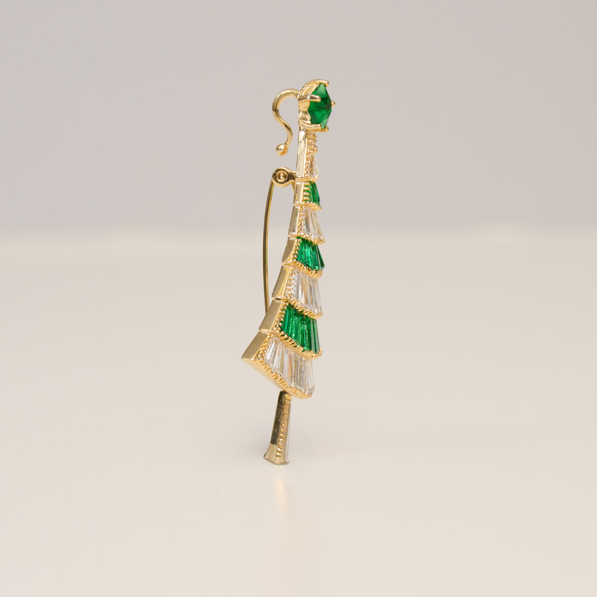 Christmas Tree Brooch Vintage Holiday CZ Convertible Pin