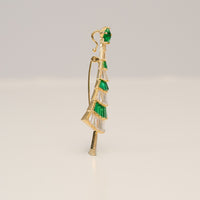 Christmas Tree Brooch Vintage Holiday CZ Convertible Pin