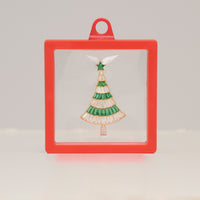 Christmas Tree Brooch Vintage Holiday CZ Convertible Pin