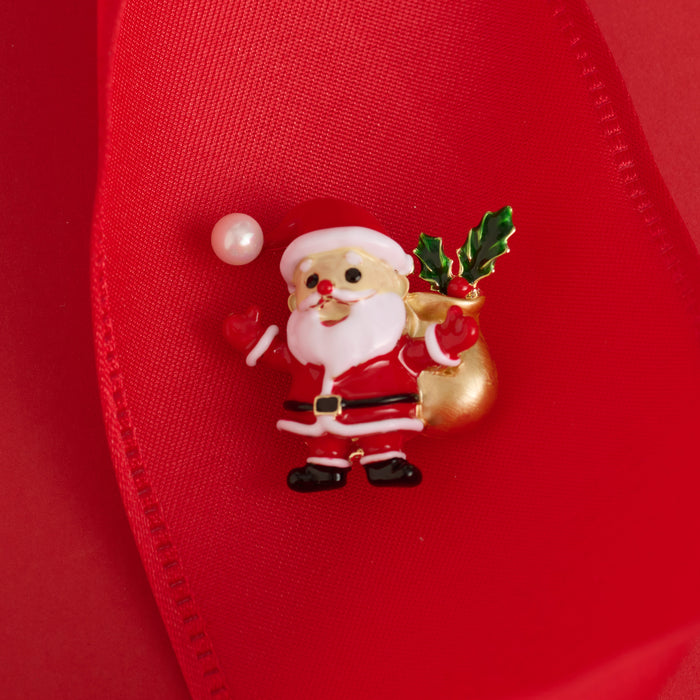 Christmas Santa Brooch Holiday Giftable Ornament Pin