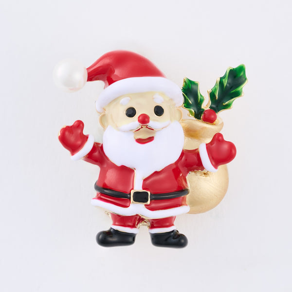Christmas Santa Brooch Holiday Giftable Ornament Pin