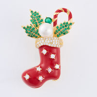 Christmas Stocking Brooch Holiday Ornament Giftable Pin