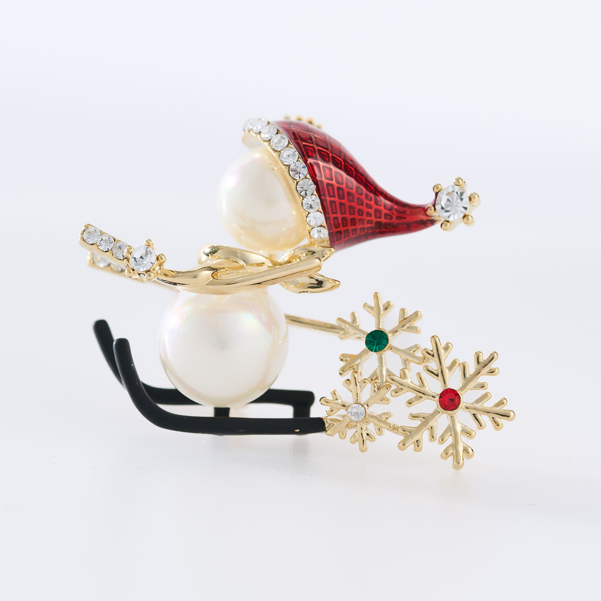 Christmas Snowman Brooch Skiing Holiday Giftable Pin