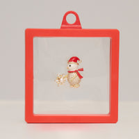 Christmas Snowman Brooch Spinning Snowflake CZ Pin
